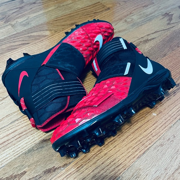 Nike Force Savage Elite 2 TD Bred Red Black Football Cleats Size 16 AH3999-003